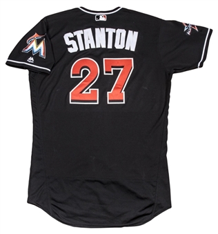 2017 Giancarlo Stanton Game Used Miami Marlins Alternate Jersey Photo Matched To 11 Games For 4 Home Runs (MLB Authenticated & Sports Investors Authentication)	